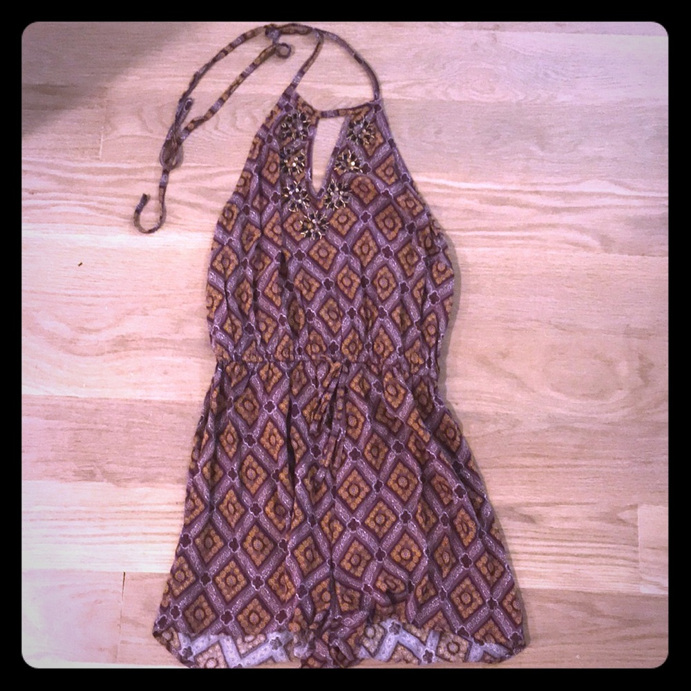 Beaded String Halter Romper, S - image 1
